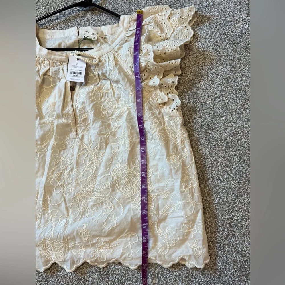 AE 77 Premium Cotton Boho Short Sleeve Blouse size M - Picture 10 of 10